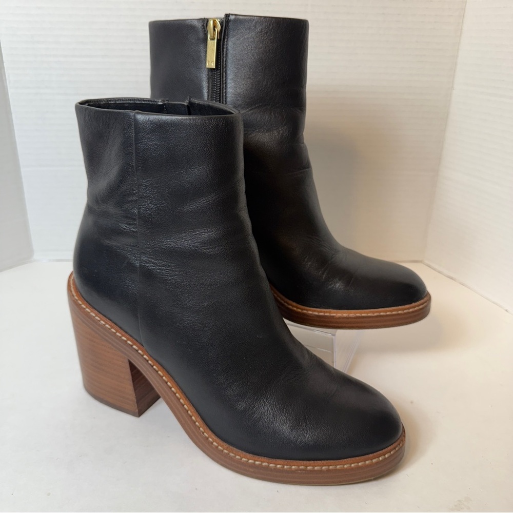 Marc Fisher Black Ankle Boots with Stacked Heel